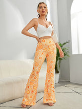 WYWH Summer Boho Style Floral Print Flare Leg Pants